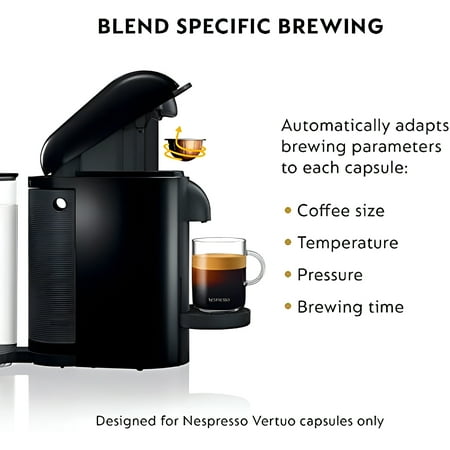 Nespresso VertuoPlus Coffee and Espresso Machine by Breville with Milk Frother 60 Fluid Ounces Ink Black