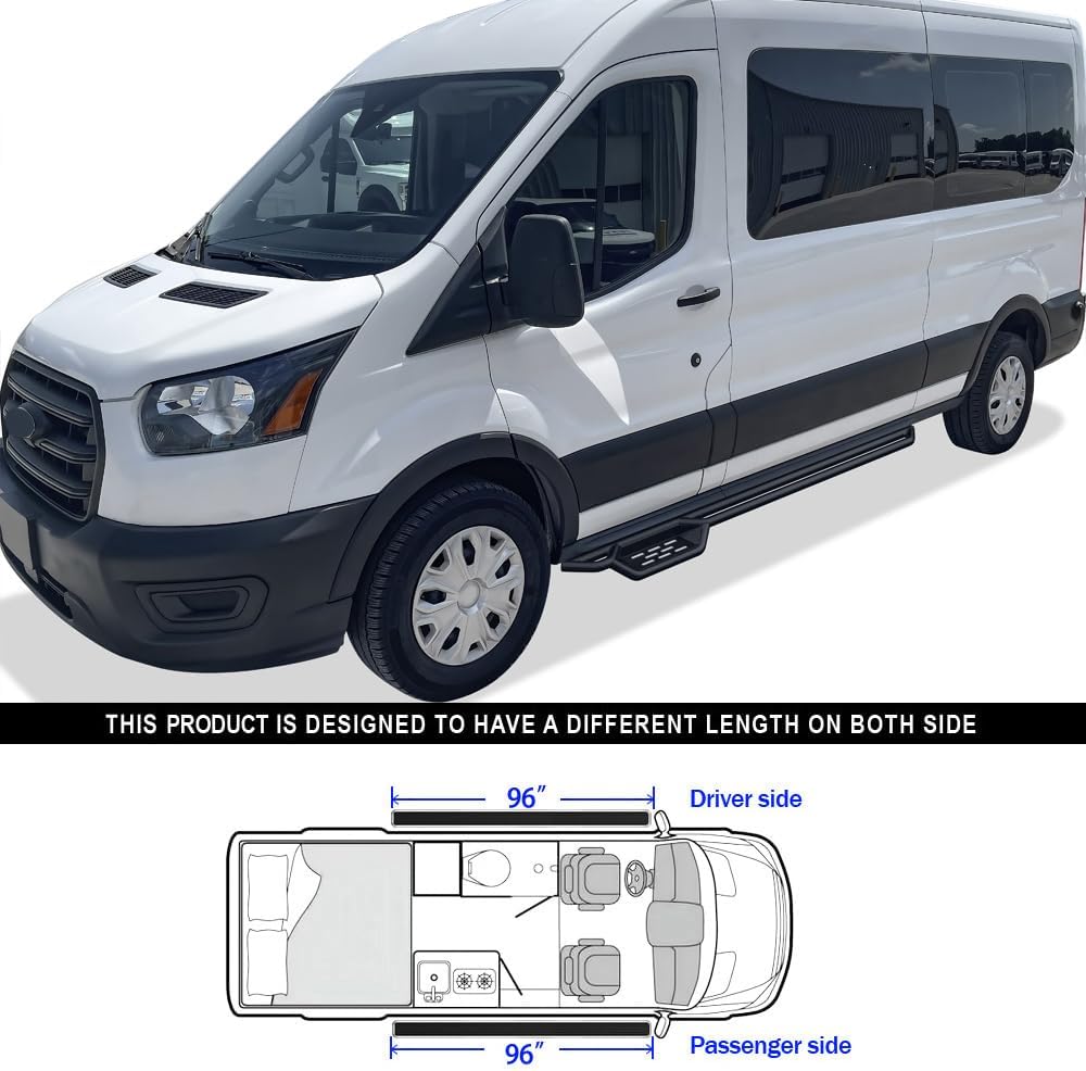 Ford Transit 2015-2024 Full Size Van Drop Down Style Running Boards Side Step HD Ridez (Exclude 2022-2024 E-Transit)