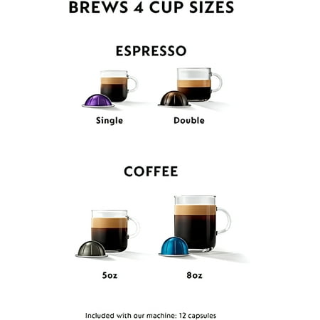 Nespresso VertuoPlus Coffee and Espresso Machine by Breville with Milk Frother 60 Fluid Ounces Ink Black