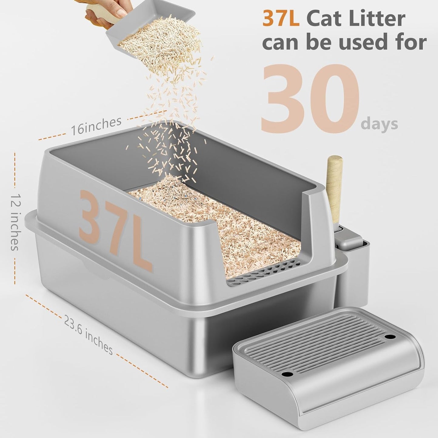 Stainless Steel Cat Litter Box with Lid, XL