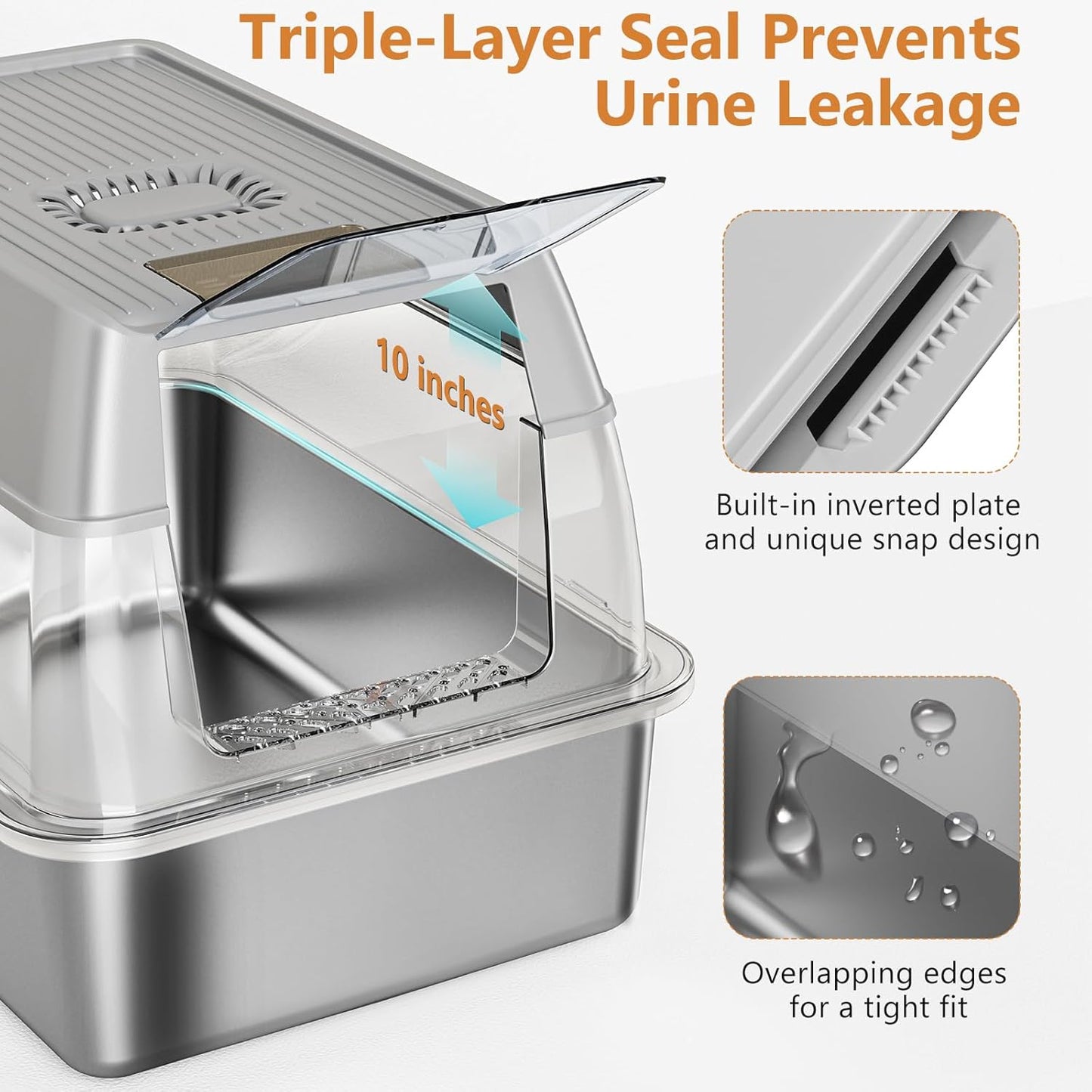 Stainless Steel Cat Litter Box with Lid, XL