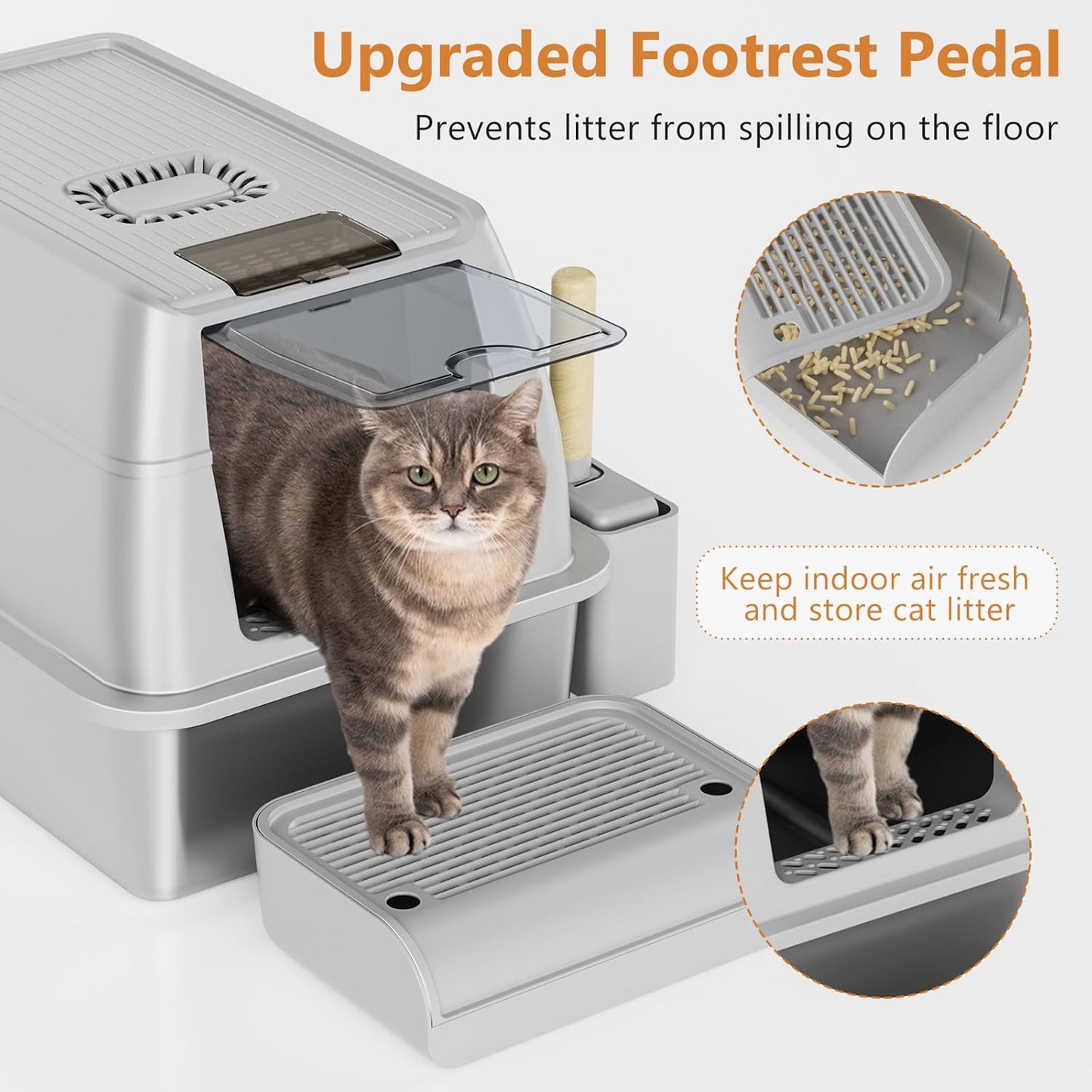 Stainless Steel Cat Litter Box with Lid, XL
