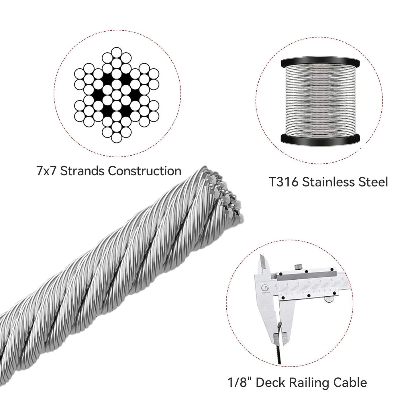 1/8 in Stainless Steel Cable 1000FT with Cutters