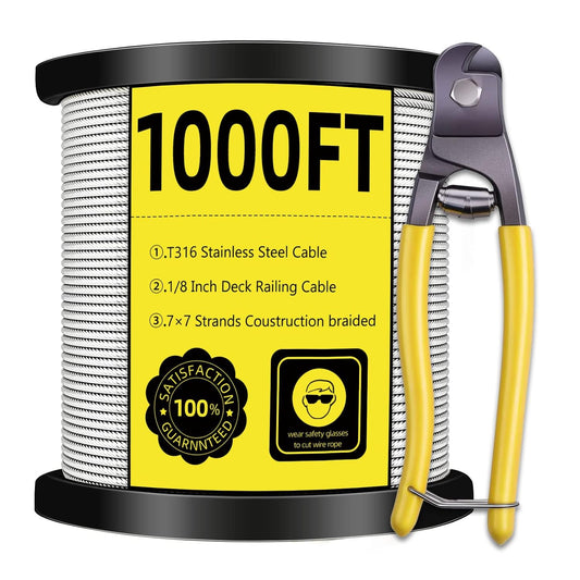 1/8 in Stainless Steel Cable 1000FT with Cutters