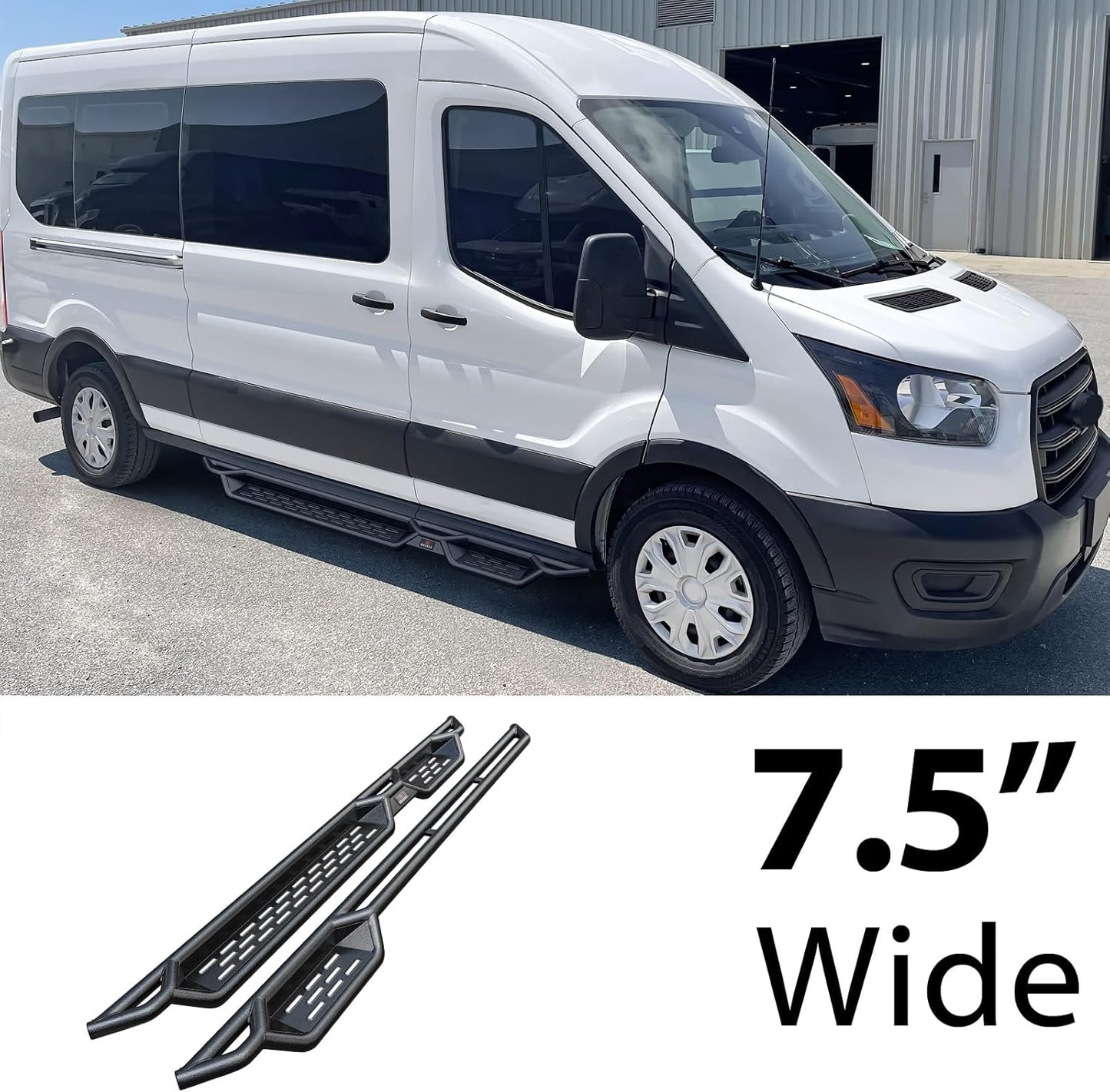 Ford Transit 2015-2024 Full Size Van Drop Down Style Running Boards Side Step HD Ridez (Exclude 2022-2024 E-Transit)