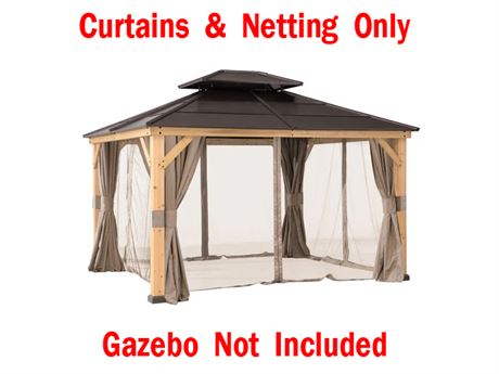 Sunjoy Universal Curtains & Mosquito Netting for 10 ft Wood Gazebos