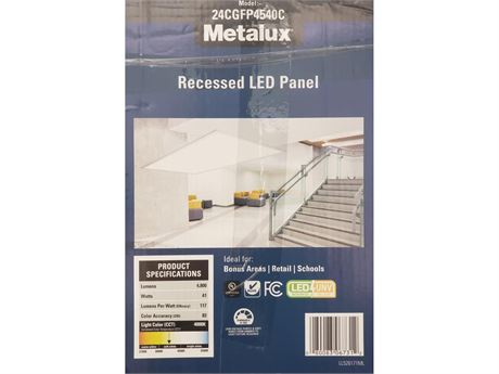 2 ft x 4 ft  Metalux 4500 Lumens Integrated LED Flat Panel Light 4000K