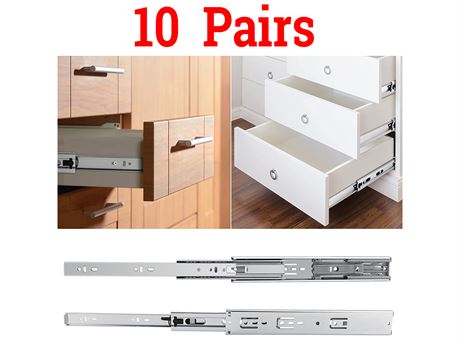 10 Pairs 22-inch Drawer Slides, Soft Close, Heavy Duty