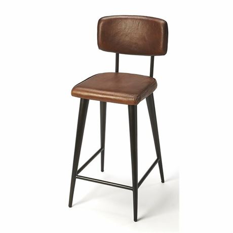 Saddle Brown Genuine Leather Counter Stool, Butler Specialty 5378344