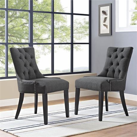 Pair of Modway Regent Fabric Dining Chair in Gray